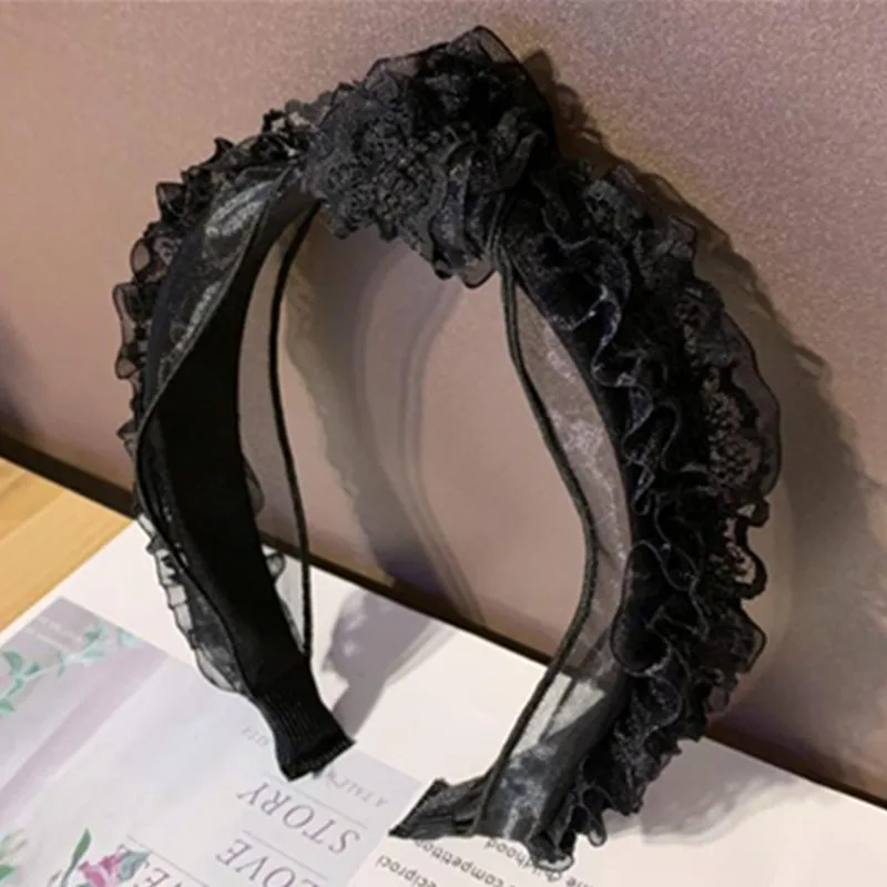 

Romantic Lace Headband Women Girls Hair Accessories Solid Hairband Knot Adults Washing Face Headwear Head Band Women Hairband