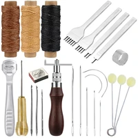 miusie leather sewing tool waxing thread leather needle and awl diy handcraft carving tool for leather repair sewing working