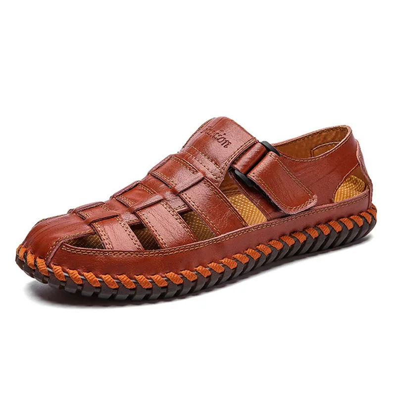 

Men's Sandals Men's Summer New Shoes 2020 Leather Casual Shoes Summer Beach Sandals Roman Shoes Large Size Hole Shoes