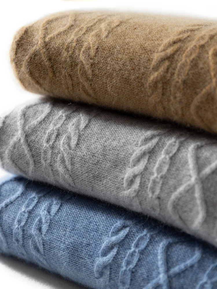 

New Arrival High Quality 100% Pure Cashmere Men Thickened Knitted Coat Autumn Winter Casual Half High Neck Pullovers Sweater 3XL