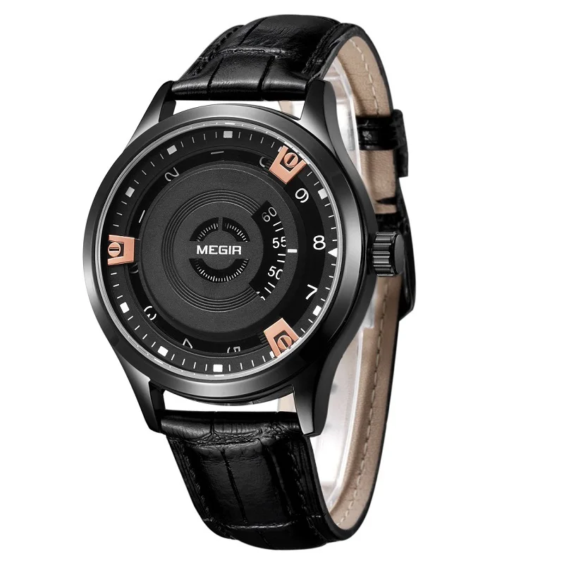 Часы MEGIR Мужские кварцевые простые Стильные Модные Роскошные водонепроницаемые