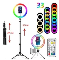 10 rgb led ringlight tripod rgb 33 colors video dimmable ring fill light with tripod stand for makeup tiktok youtube vlog live