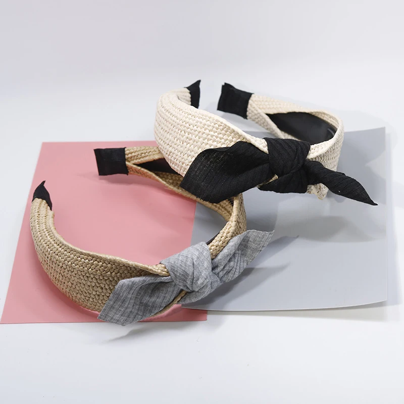 Корейский однотонный Плетеный соломенный головной убор ручной работы тюрбан для