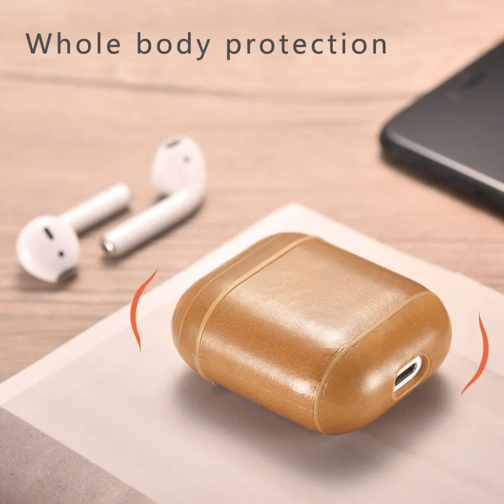 KISSCASE беспроводной Bluetooth чехол для наушников коробка Apple AirPods 1 2 натуральная кожа