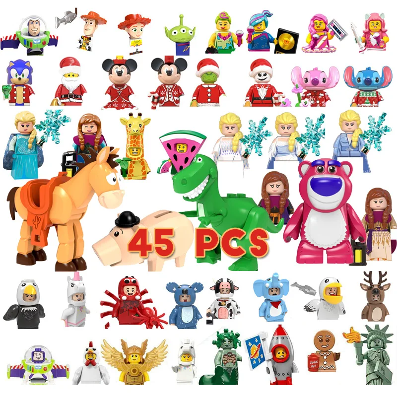 

Disney Blocks Princess Elsa Anna Figures Building Blocks Mickey Minnie Donald Duck Bricks Kids Toys For Girls Christmas Gifts