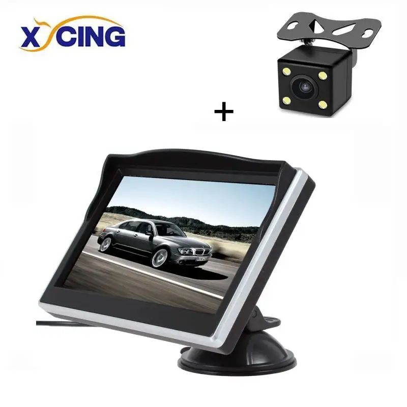 Monitor-Camera XYCING 5 дюймов TFT lcd 800*480 HD экран автомобильный монитор с резиновой вакуумной чашкой кронштейн+ цветной задний вид автомобиля резервная камера - Цвет: Monitor-Camera