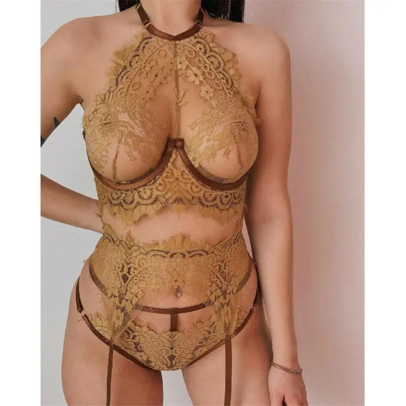 Женское сексуальное нижнее белье Ночное бюстгальтер + кружевные трусики-танга