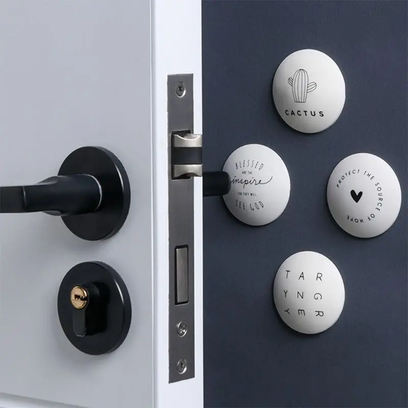 

4pcs Wall Protector Door Handle Silicone Bumper Guard Stopper Self Adhesive Rubber Round Home Back Door Crash Pads