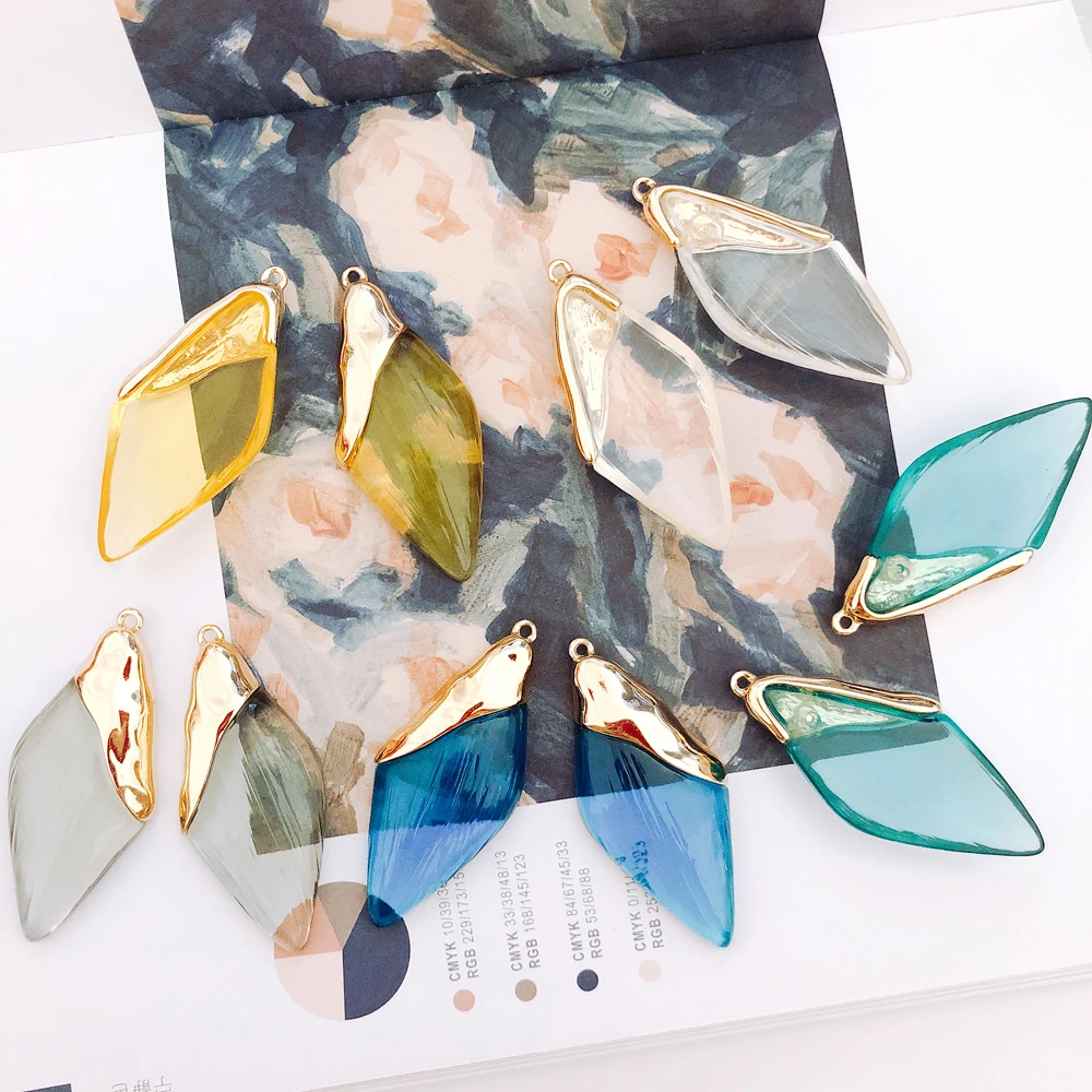 

2020 New Style Popular around Pendant Diamond Glass Pendant Electroplated Copper Alloy Earrings Accessories Necklace Pendant