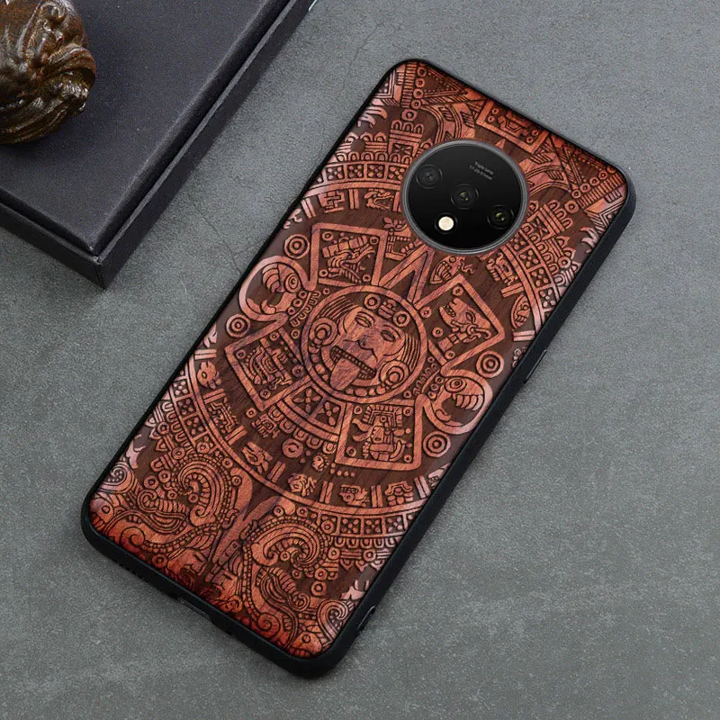1 Резной деревянный ящик для OnePlus 7T One Plus 7T противоударный чехол TPU бампер чехол для OnePlus 7t Pro Чехол деревянная оболочка OnePlus 1+ 7t - Цвет: 1