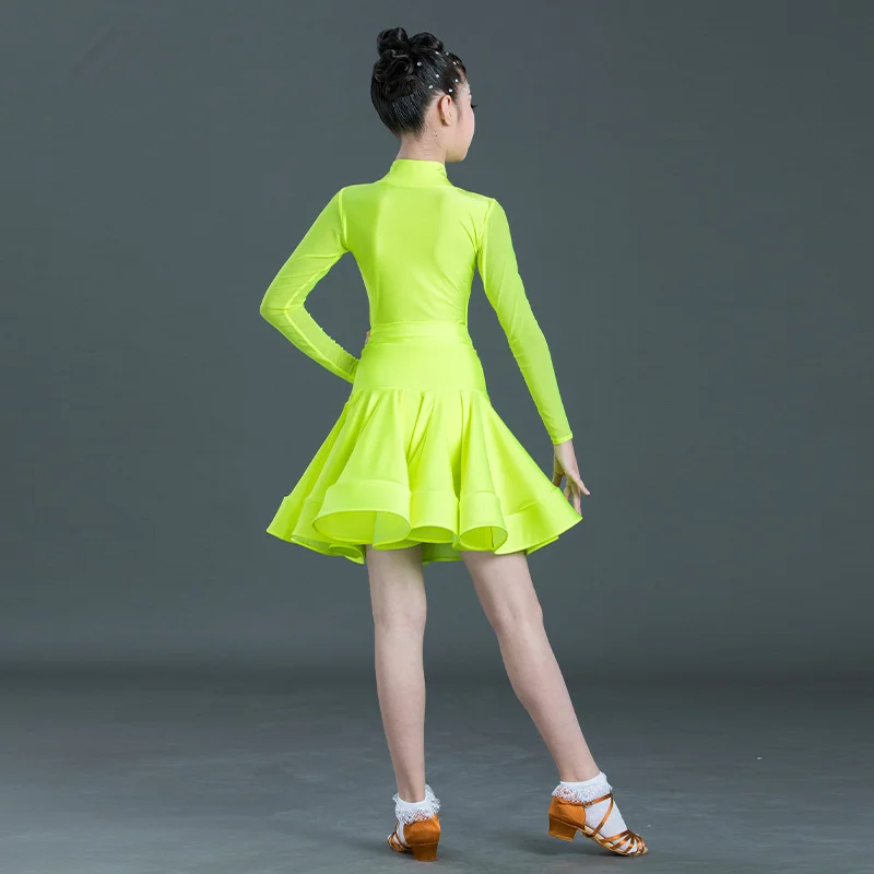 Новинка детское платье для латинских бальных танцев костюм латины выступлений