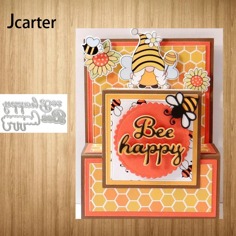 

2021 New Bee Happy Metal Cutting Dies Craft for Scrapbooking Handmade Knife Mould Blade Punch Stencils Dies Cut Model Template