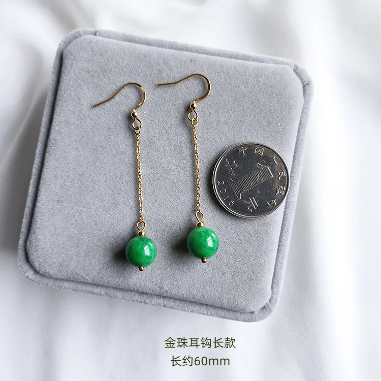 Оригинальные 925 серебро натуральный зеленый нефрит удача бусы серьги ювелирные