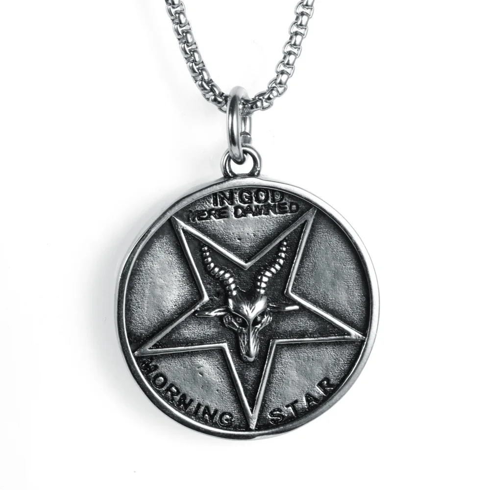 Круглое ожерелье с подвеской в виде звезды стиле ретро для мужчин двустороннее
