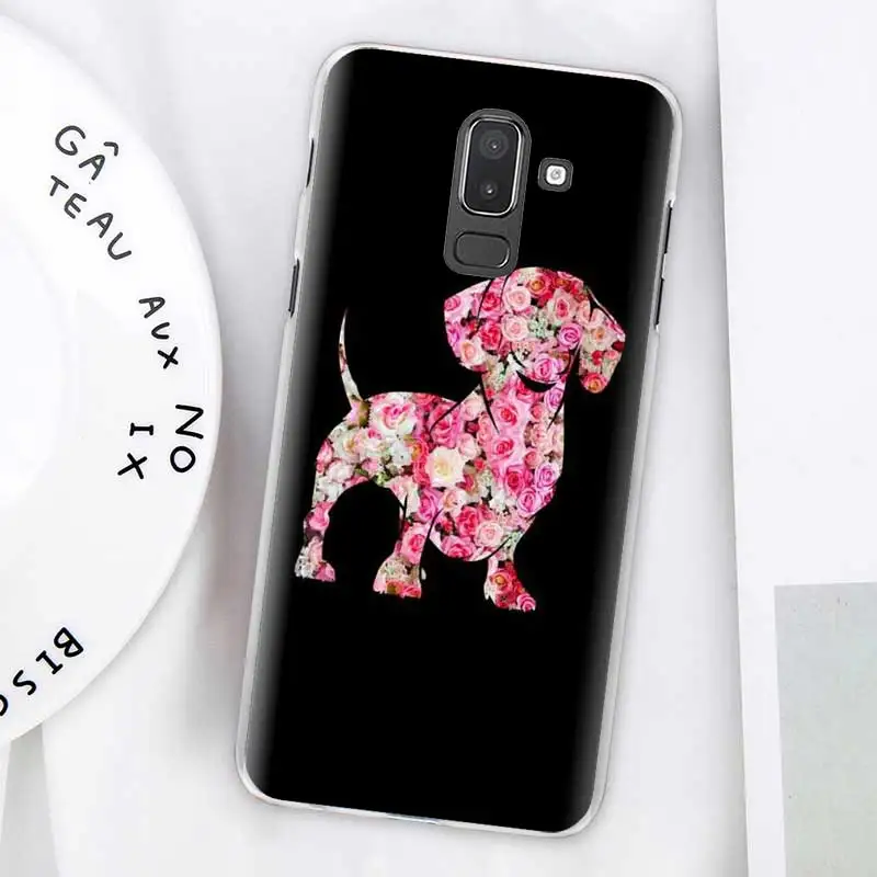 Dachshund Doxie Цветок Собака Щенок Чехлы для samsung Galaxy J4 Plus J6 Plus J8 J3 J5 J7 J5 Prime жесткий чехол