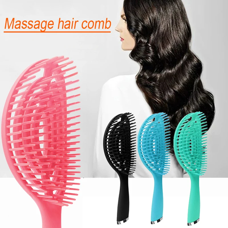 

Hairbrush Anti-Static Anti-Tangling Scalp Head Massage Curling Comb With Handle For Hair Care Barber Accessories -VL16