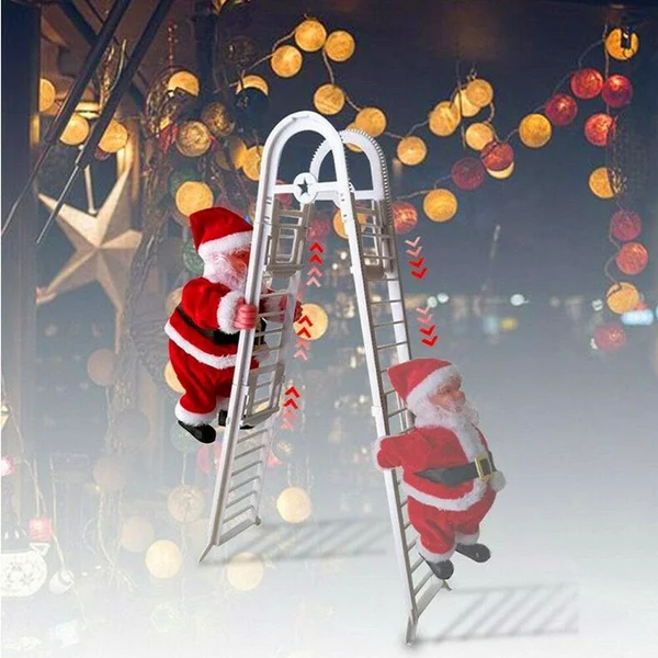 

Lovely Electric Santa Claus Climbing On Ladder For Kids Xmas Gift Indoor Outdoor Christmas Tree Hanging Ornament