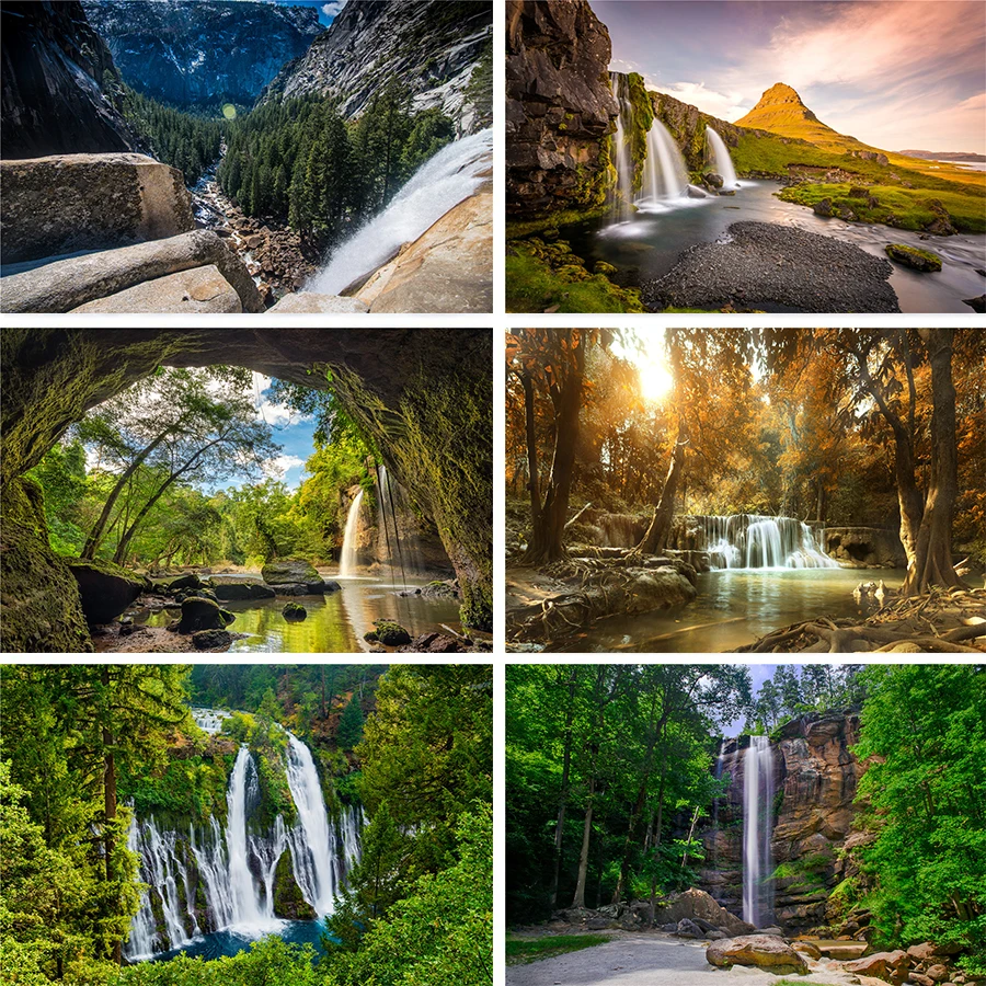 Nitree Солнечный водопад лес занавески природный пейзаж фон фотостудия фотография