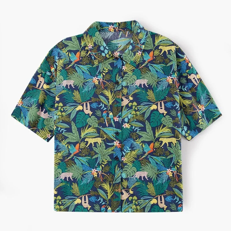 

Vintage Shirt Women Fashion 2021 Spring Summer Shirts for Women Short Sleeve Print Korean Style Button Up Shirt