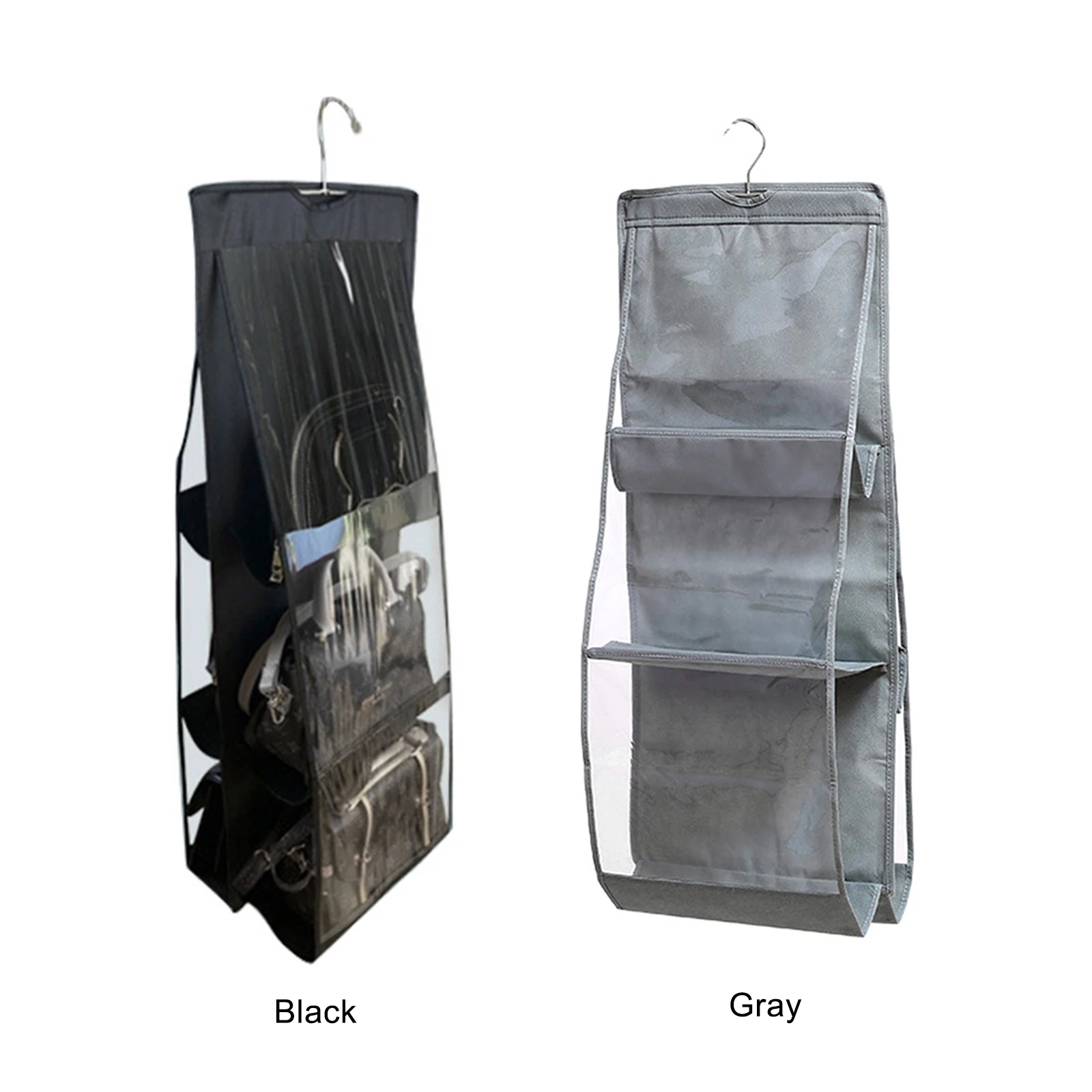 

6 Pocket Hanging Handbag Organizer for Wardrobe Closet Transparent Storage Bag Door Wall Clear Sundry Shoe Bag with Hanger Pouch