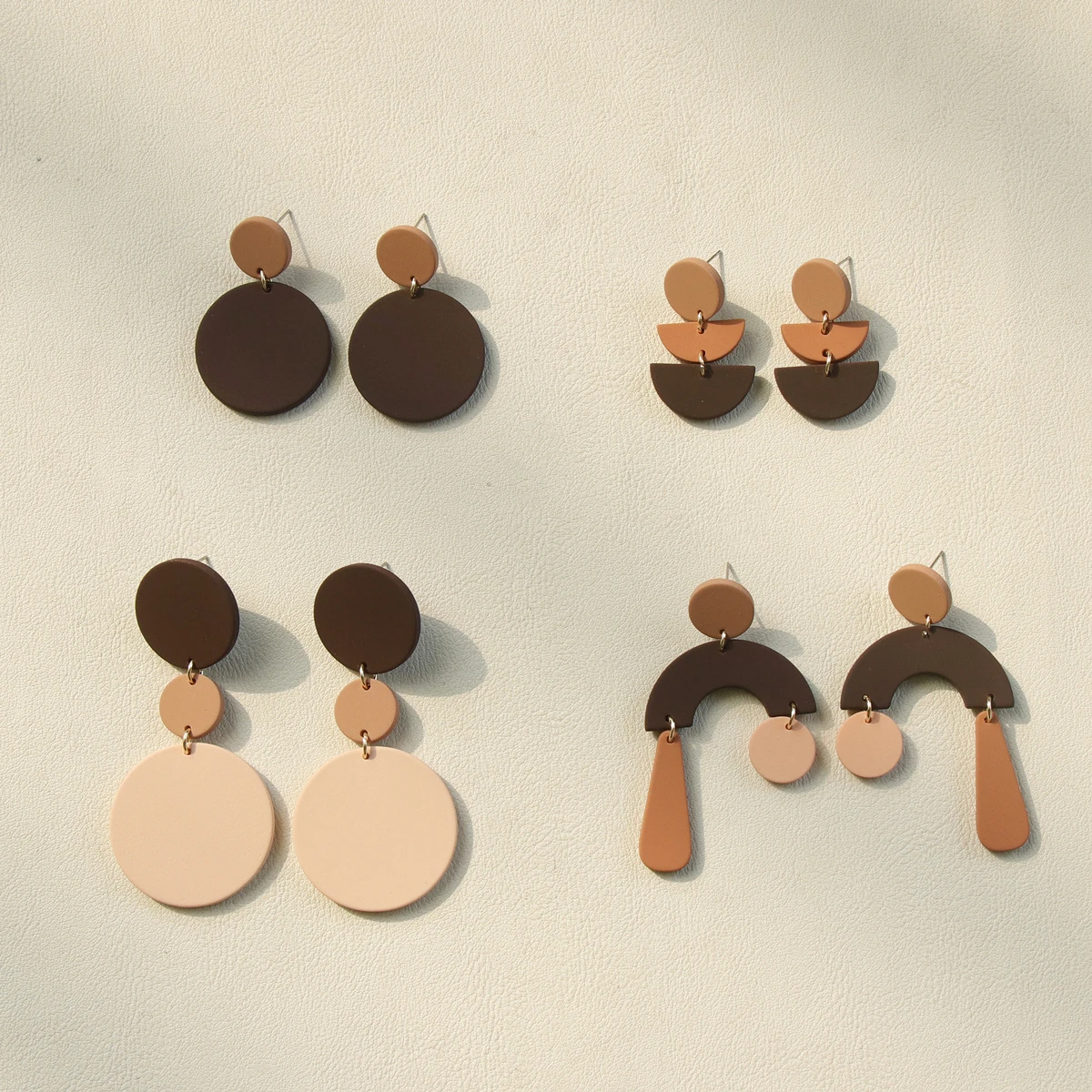 

1Pair 2021 Fashion Vintage Brown Acrylic Geometric Round Semicircle Long Dangle Drop Earrings for Women Jewelry Gifts