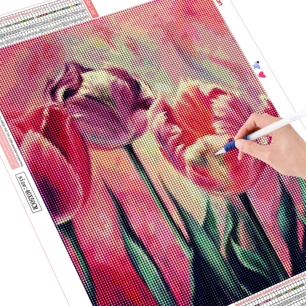 Картина с алмазным рисунком 5D сделай сам тюльпан круглые стразы вышивка цветы