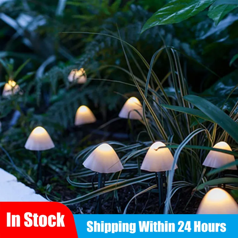 LED Solar String Light Outdoor IP65 Waterproof Mushroom Lights Fairy Garland for Garden Patio Pathway Landscape Decoration | Лампы и