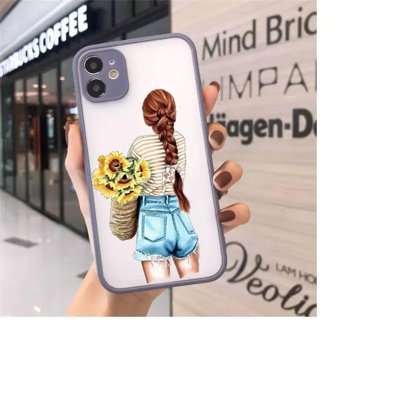 

VOGUE Christmas Princess Girl Female Phone Case Matte Transparent for iPhone 7 8 11 12 s mini pro X XS XR MAX Plus cover funda