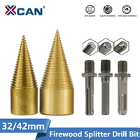xcan hss firewood splitter drill bit 32 42mm tin coating hex round shank cone drill bit for wood working drill bit