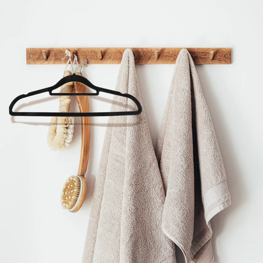 

10pcs Multifunction Flocked Non-Slip Clothes Racks Hangers (Black)