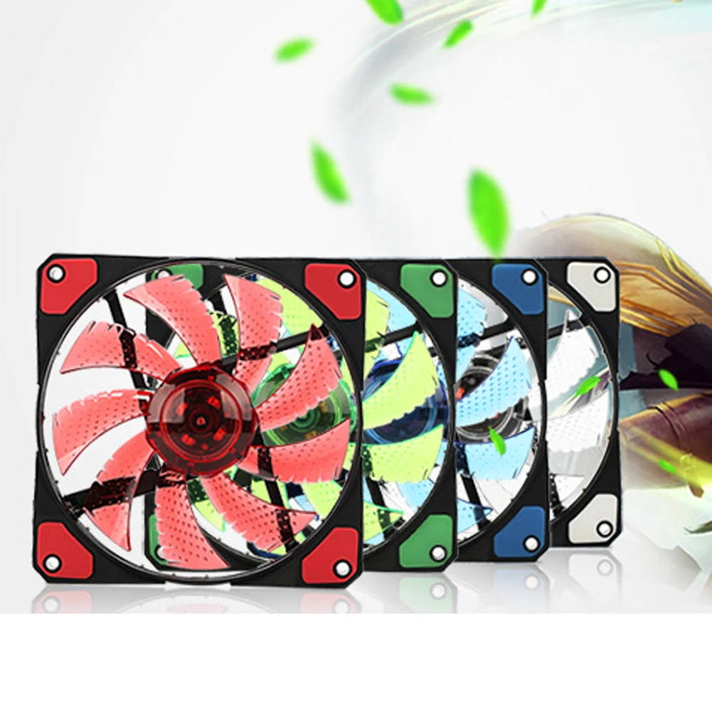 

12V 0.18A 3 Pin 4 Pin 15 LED Colorful Lighting Computer Case Fan Cooling Radiator 1200RPM 58CFM Computer Cooling Accessories