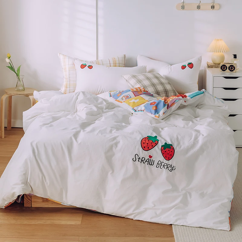 Комплект постельного белья из кислородного хлопка однотонный пододеяльник