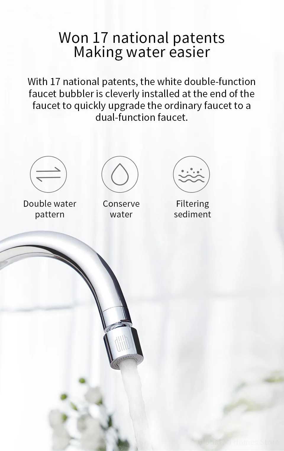 Xiaomi Youpin Dabai 360 градусов двойной функциональный смеситель сопла Bubbler
