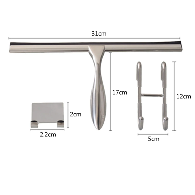 

Stainless Steel Bathroom Squeegee Window Wiper Cleaner with Sticky Hanging Hook