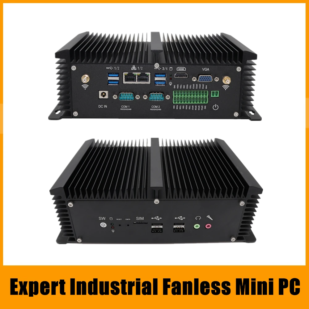 Промышленный мини-ПК без вентилятора i5 8250U i7 7500U 2* DDR4 2* Lans настольный компьютер Win10 Linux 2* COM GPIO 4G SIM VGA HDMI WiFi