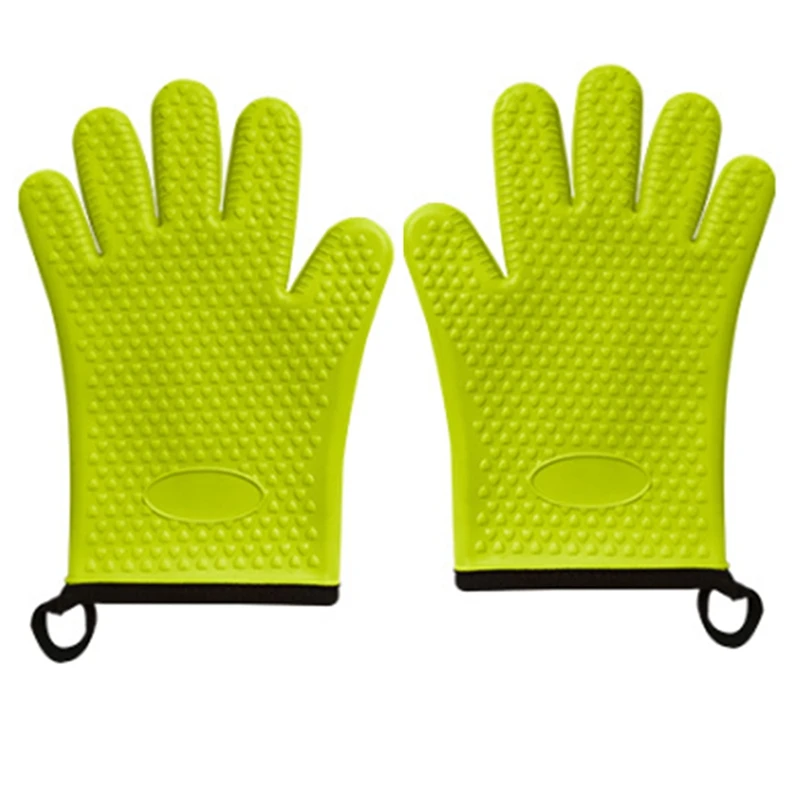 

1 пара силиконовых перчаток с ремешком, кухонные перчатки для гриля, варежки для духовки, термостойкие Нескользящие прихватки