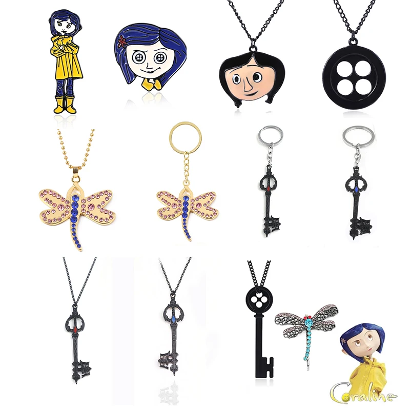 Лидер продаж ожерелье RJ с подвесками из фильма коралин черная пуговица брелок