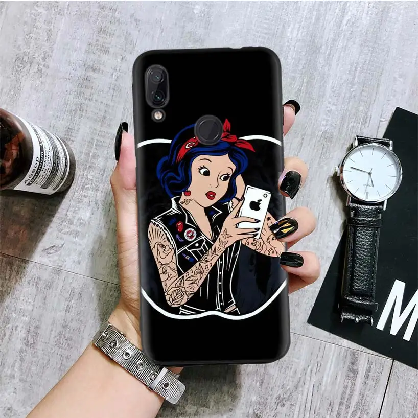 Tattoo girl princess Black Cover Phone Case for Xiaomi Redmi Note 8 7 7S 7A 6 S2 GO K20 Pro 6A Mi 6X 5X A1 CC 9 8 Coque