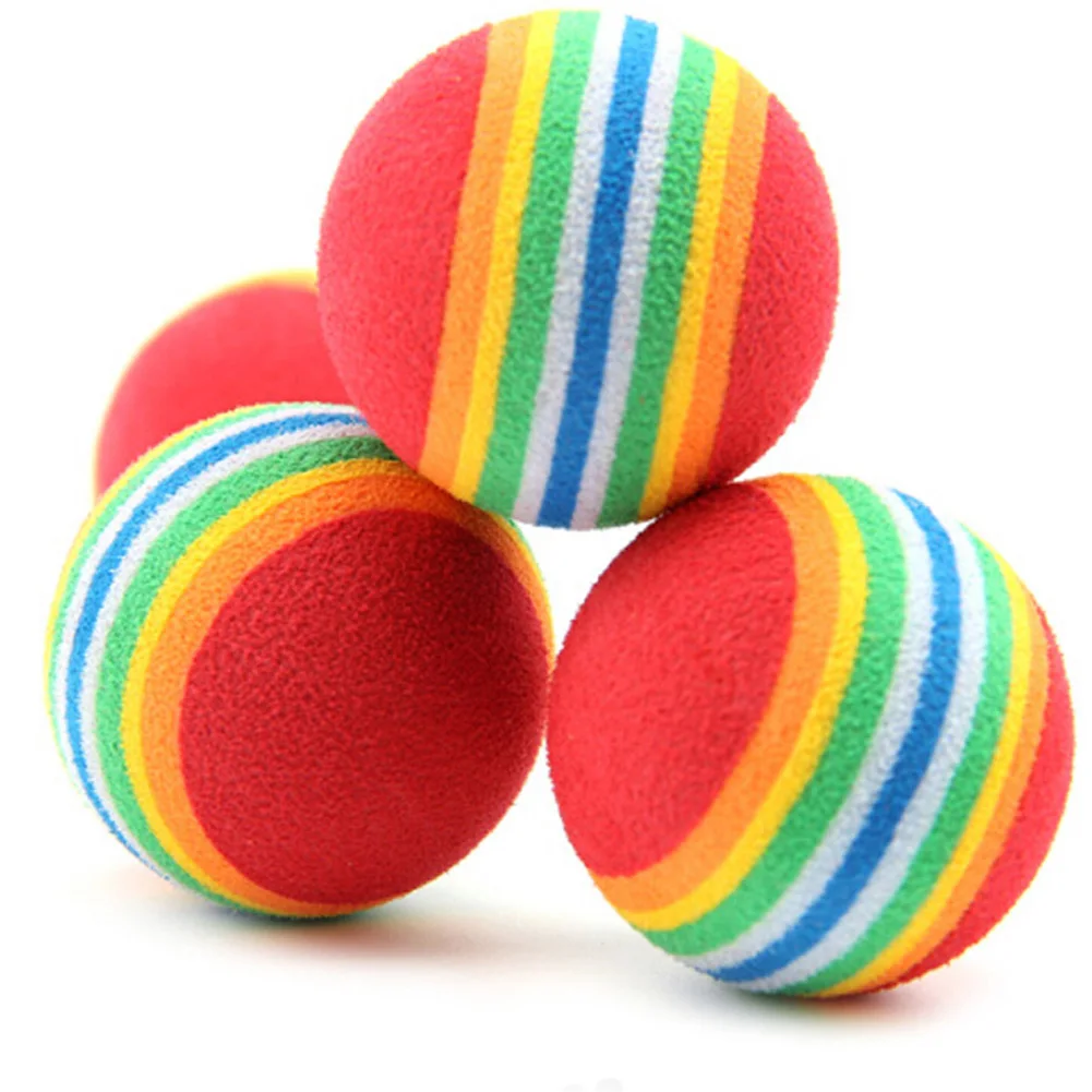 

Interactive Cat Toys Ball Pet Supplies Play Chewing Rattle Scratch EVA Training Attract Entertain 3.5cm Rainbow Cat Toy Ball