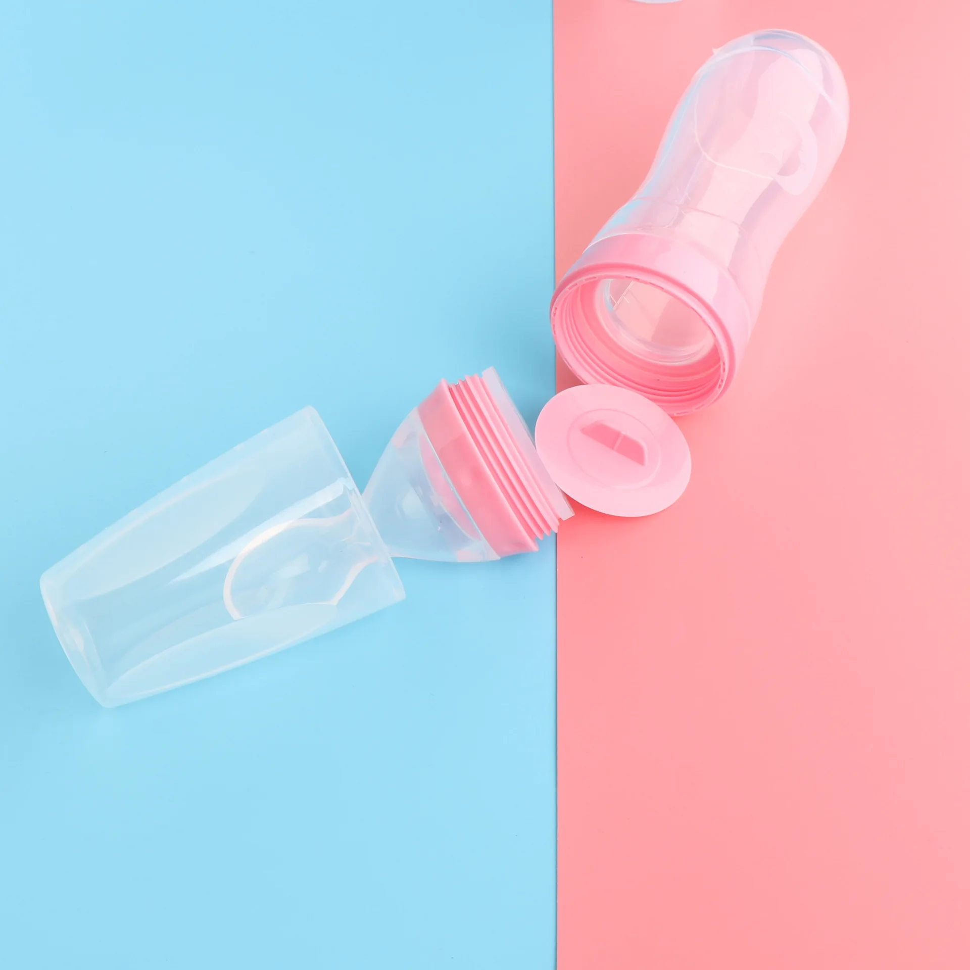 

Safety PP Baby Bottle With Cover Supplement Food Rice Cereal Bottles Squeeze Spoon Baby Drinker Milk Feeding Bottles YON014