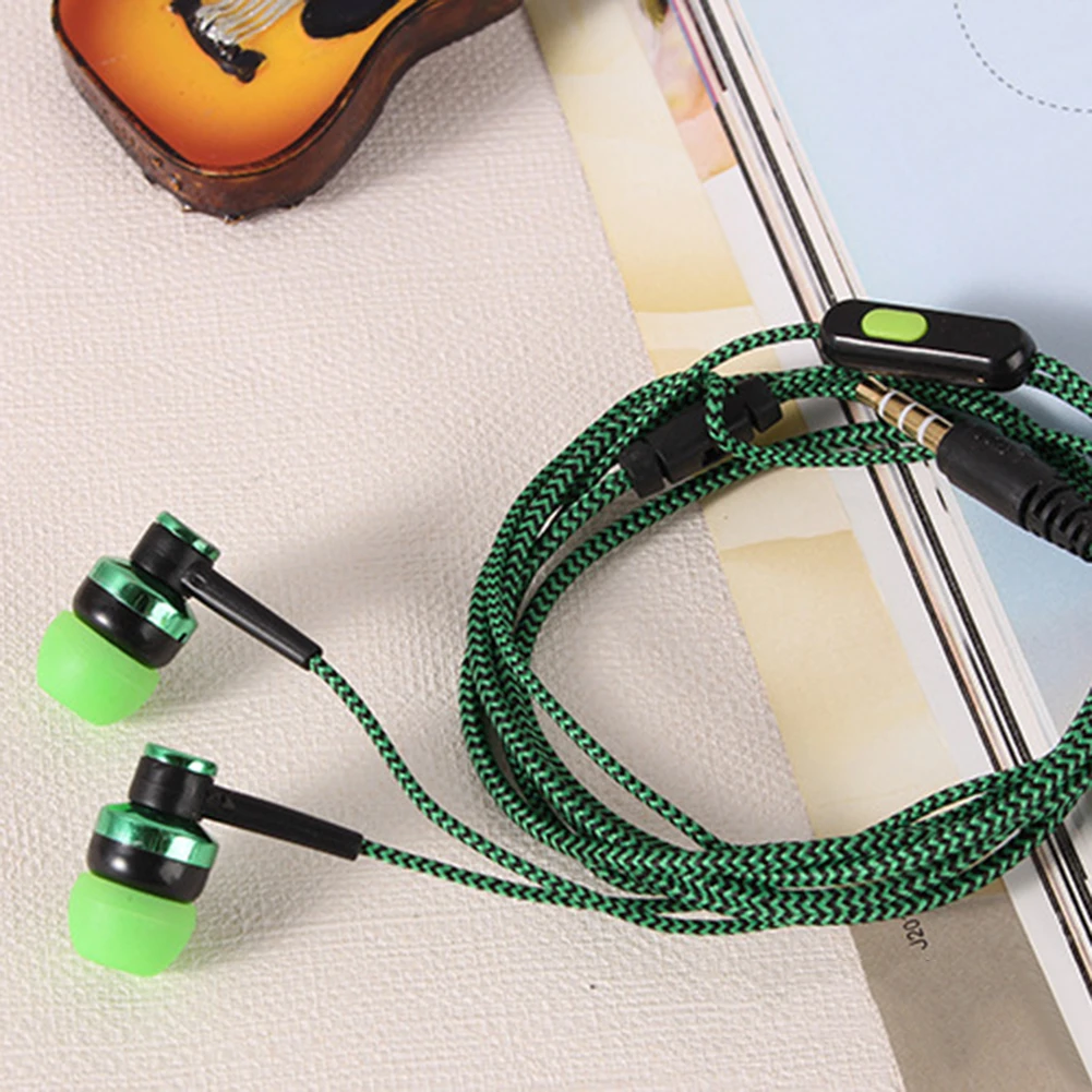 Универсальные плетеные проводные наушники вкладыши с сабвуфером музыкальные