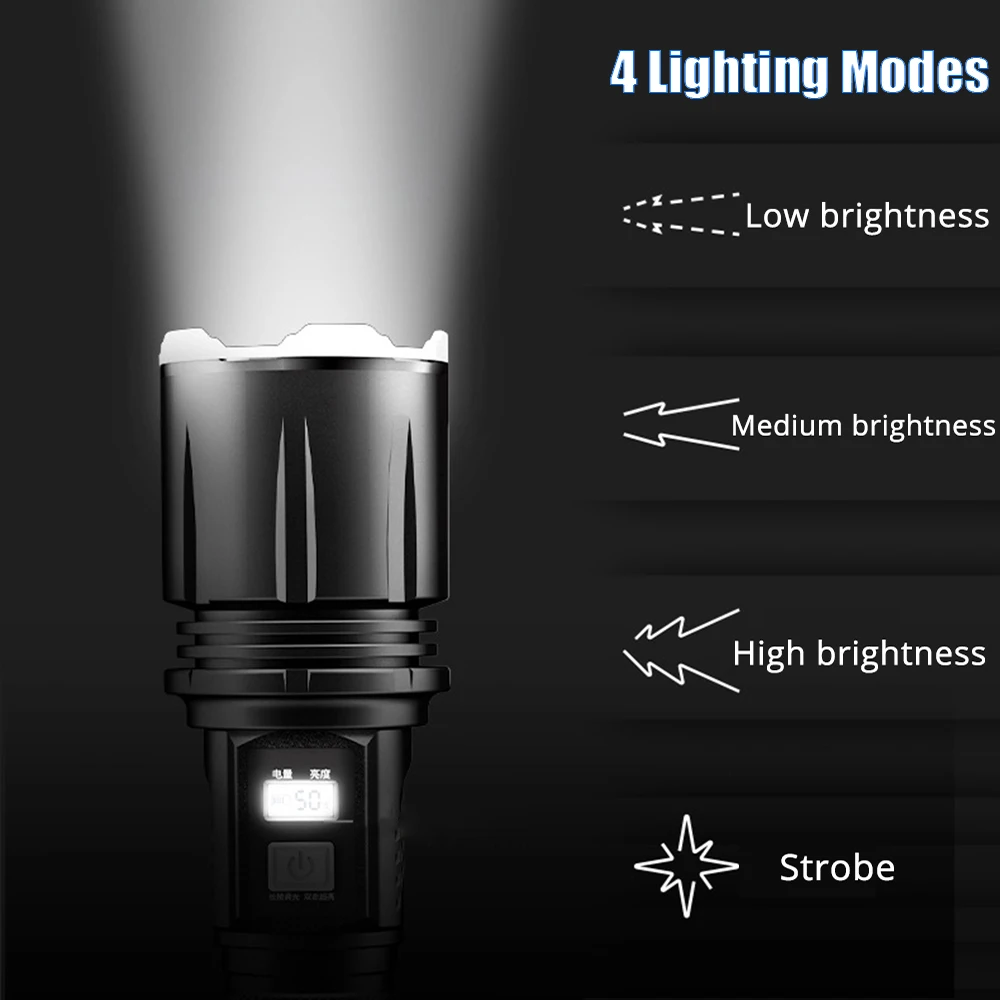 저렴한 강력한 LED 손전등 MTG2 전술 토치 무단 디밍 랜턴 USB 충전식 사냥 램프 방수 줌 18650 라이트, MTG2 전술 토치