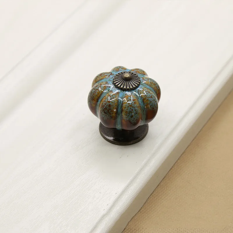 

40MM Ceramic Drawer Pull Pumpkin Cabinet Knobs for Dresser Bedroom Kitchen Accessories Cupboard Hardware Furniture Handle1PC