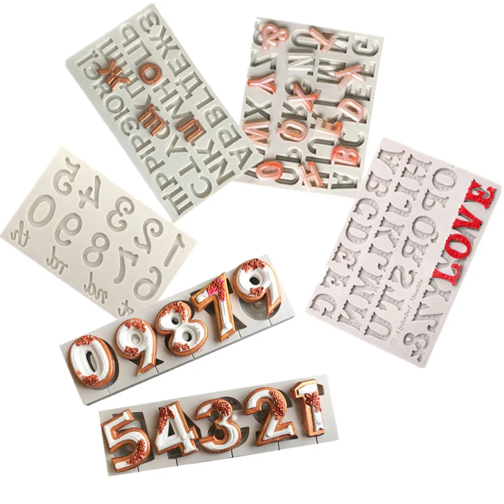 

Various styles of alphanumeric fondant silicone mold DIY chocolate candy mold UV resin jewelry accessories mold