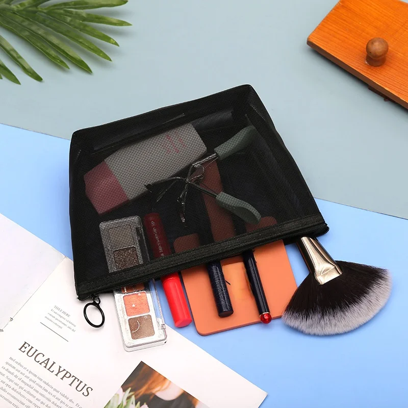 3/1 шт. Женская косметичка черная прозрачная сетка большой вместительности для путешествий с хранениям, подходит для мытья, сделана для женщин.