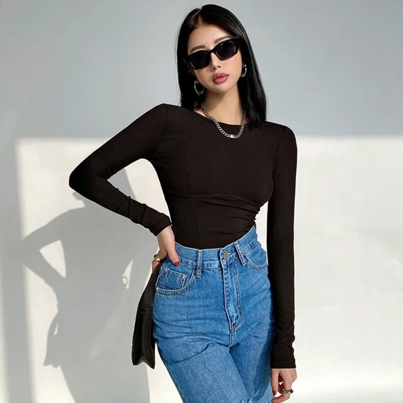 Женский оригинальный комбинезон топы с длинным рукавом для женщин обтягивающие