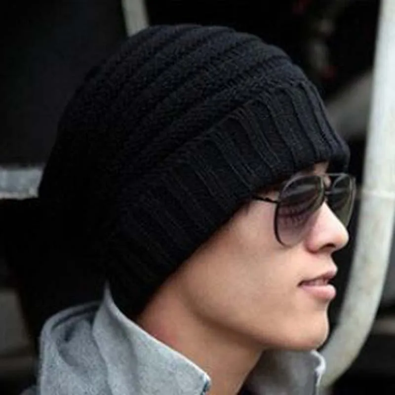 Новое платье в полоску с отворотами вязаная шапка осень-зима шапки для мужчин и