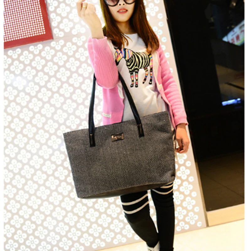 

Canvas Women Bag Large Capacity Women's Shoulder Bag Female Casual Totes Appliques Portable Shopping Bag Lady Casual HandBag