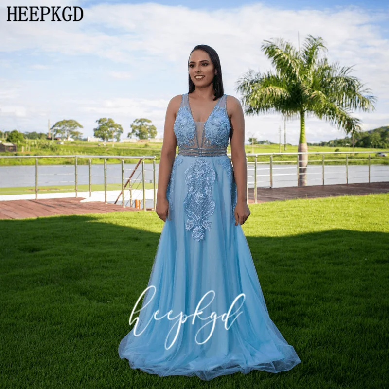 Мятно синее сексуальное длинное вечернее платье с открытой спиной прозрачные