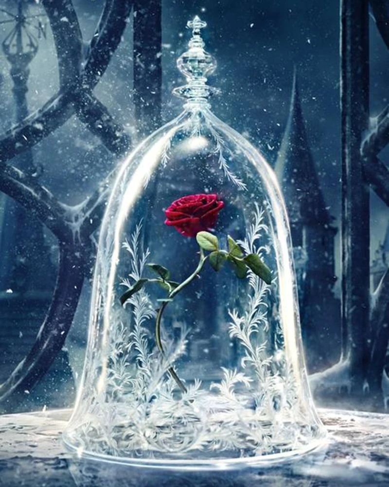 

Disney DIY 5D Full Diamond Mosaic Painting Cross Stitch Beauty and the Beast Diamonds Embroidery Square Drill Home Decoration